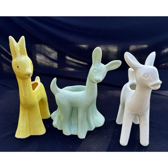 3 Vintage Haeger & Shawnee Pottery Deer Planters Excellent Condition! -A6